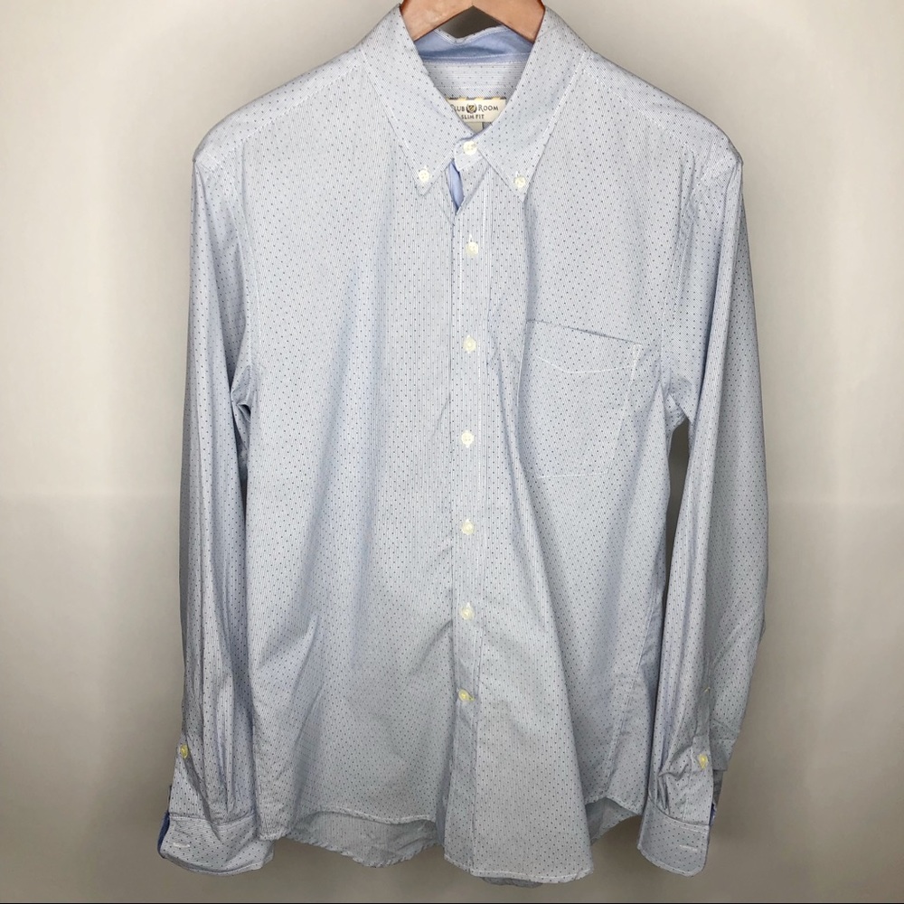 Club Room Polka Dot Slim Fit Button Down, Size S